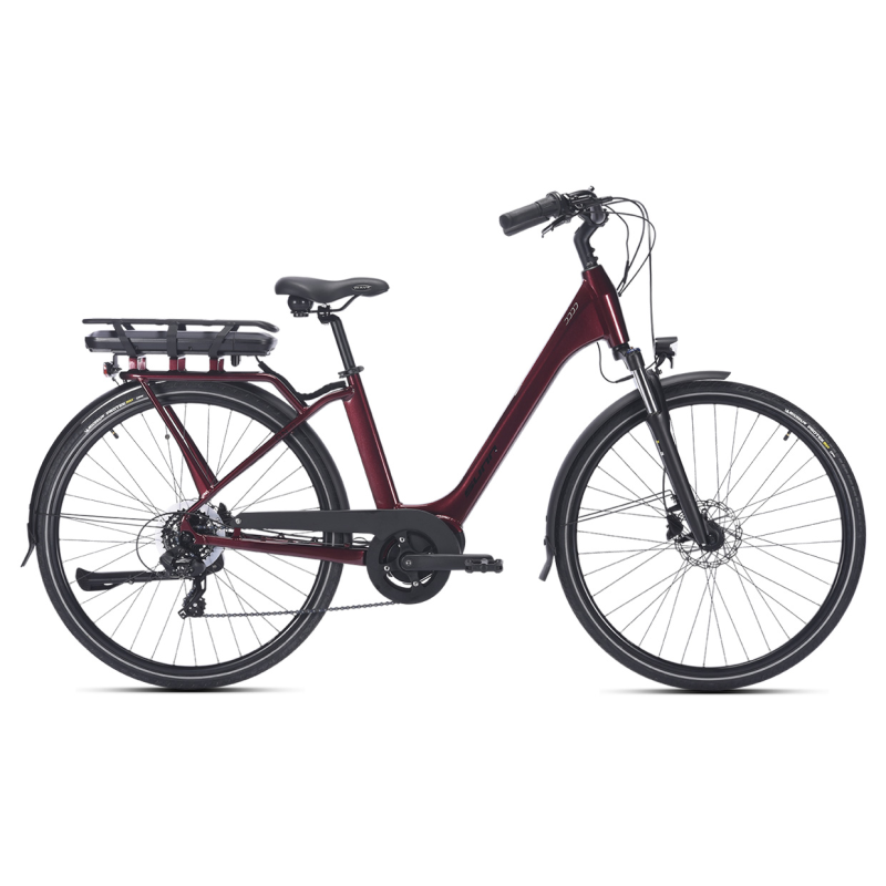 Vélo à assistance électrique City On de SUNN rouge bordeaux