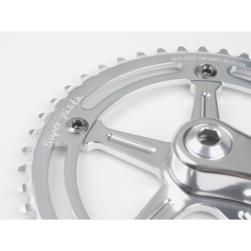 Pédalier BLB Super pista L165mm 46t silver