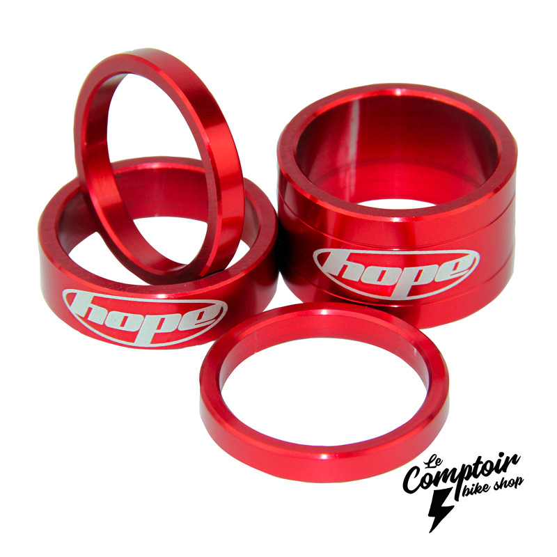 Spacer / Entretoises de direction HOPE usinées en Aluminium rouge