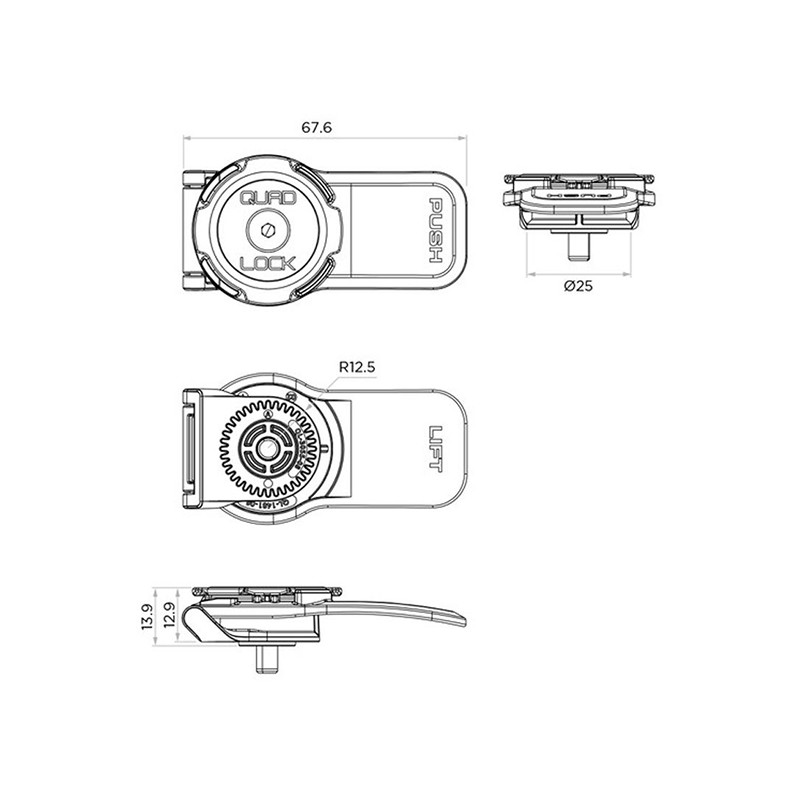 Tête de levier Téléphone QUADLOCK 360°