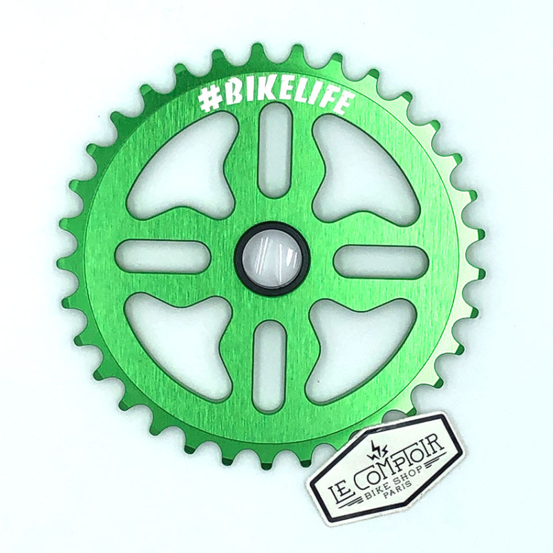 Plateau BIKELIFE Tiktok aluminium 33 dents verte