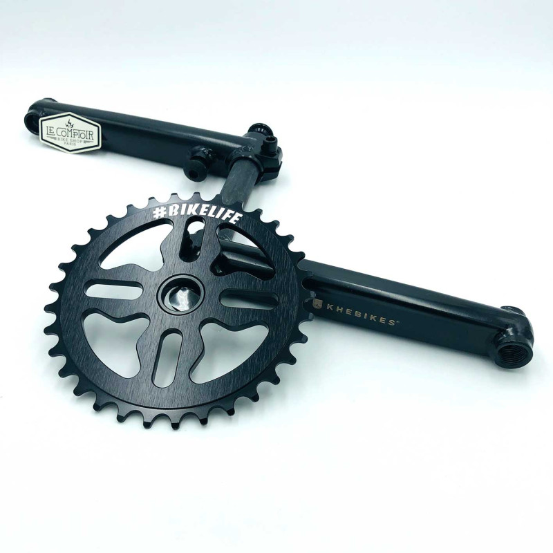 Pédalier BMX L170mm noir + plateau BIKELIFE tiktok 33T noir