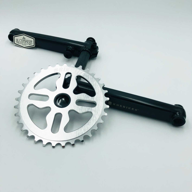 Pédalier BMX L170mm noir + plateau BIKELIFE tiktok 33T silver