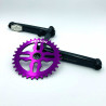 Pédalier BMX L170mm noir + plateau BIKELIFE tiktok 33T violet