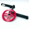 Pédalier BMX L170mm noir + plateau BIKELIFE tiktok 33T rouge