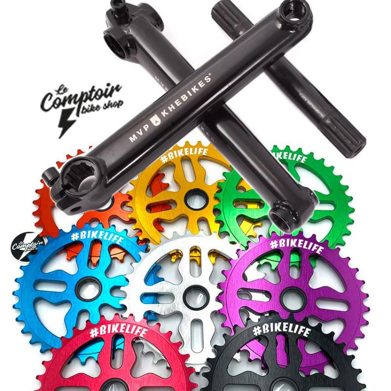 Pédalier BMX KHE noir + plateau BIKELIFE tiktok 33T