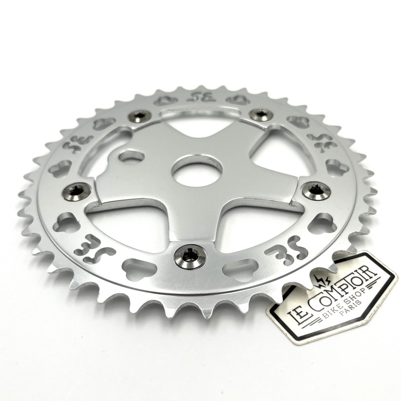 Couronne et spider SE BIKES OM Flyer aluminium chromé - 39 dents