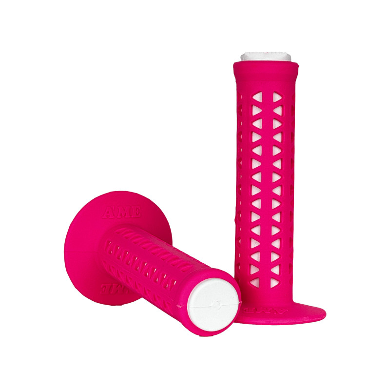 Poignées A'ME Unitron - Oldschool BMX Rose fluo - blanc