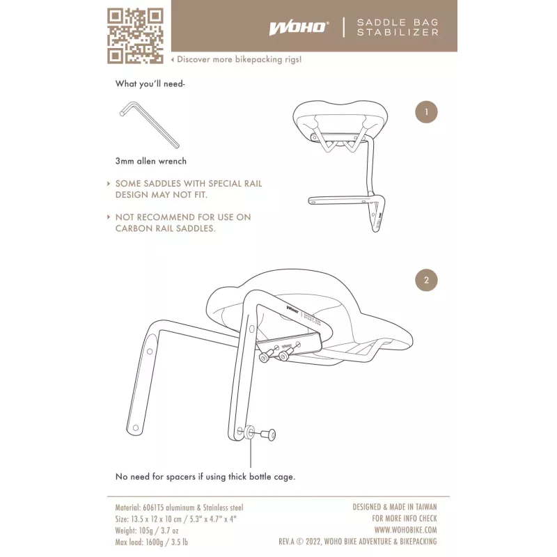 Stabilisateur de sacoche de selle WOHO - Noir