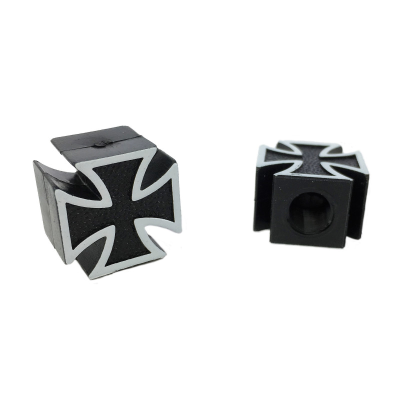 Bouchons de Valve TRIP TOPZ Iron Cross schrader noir - la paire