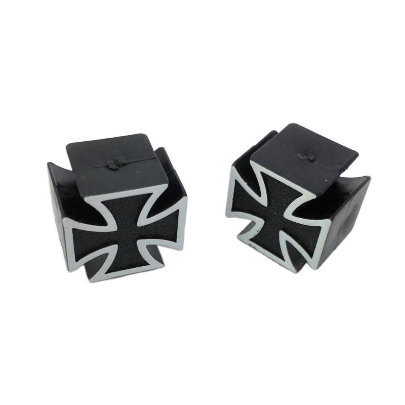 Bouchons de Valve TRIP TOPZ Iron Cross schrader noir - la paire