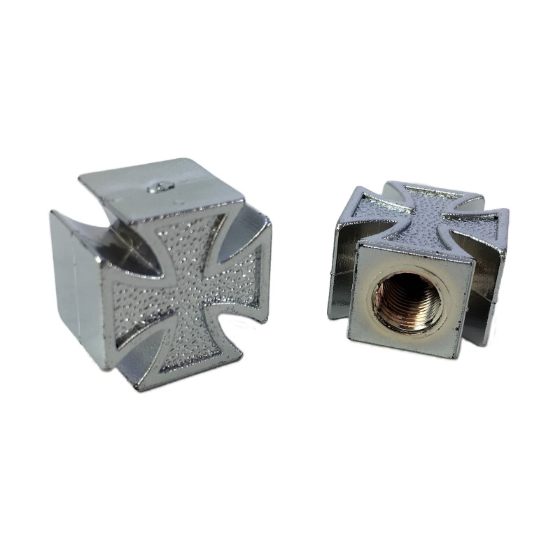 Bouchons de Valve TRIP TOPZ Iron Cross schrader silver - la paire