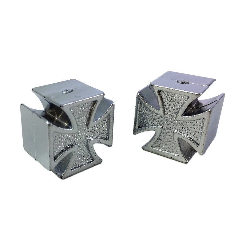 Bouchons de Valve TRIP TOPZ Iron Cross schrader silver - la paire