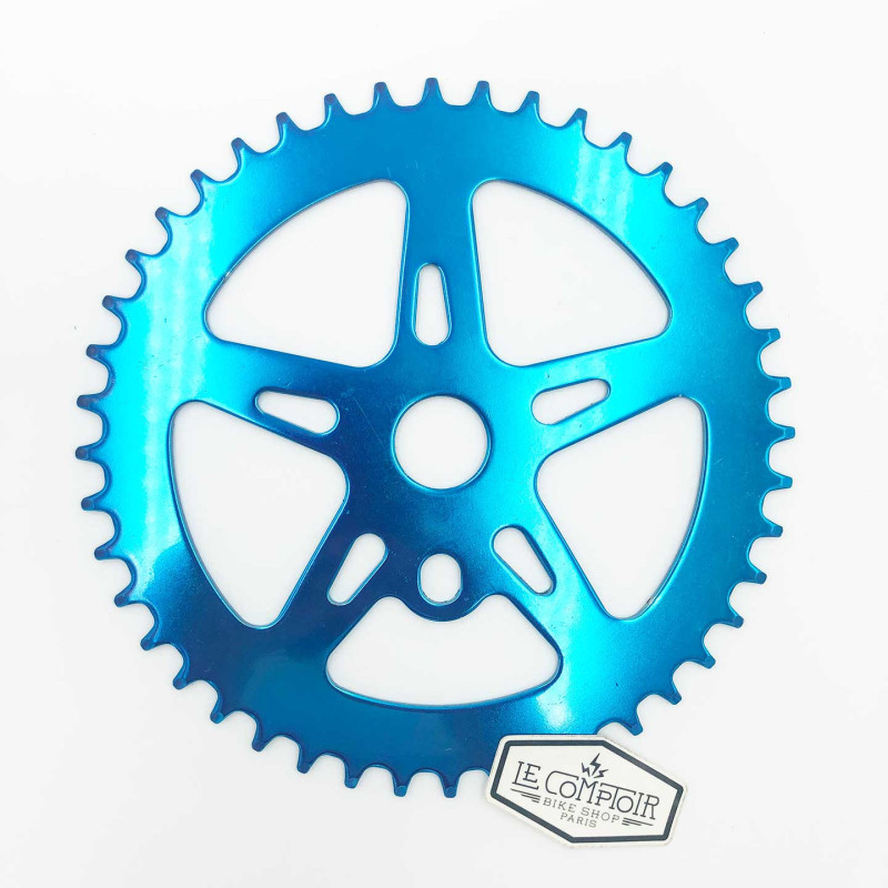 Plateau BMX acier 4 branches bleu - 44 dents