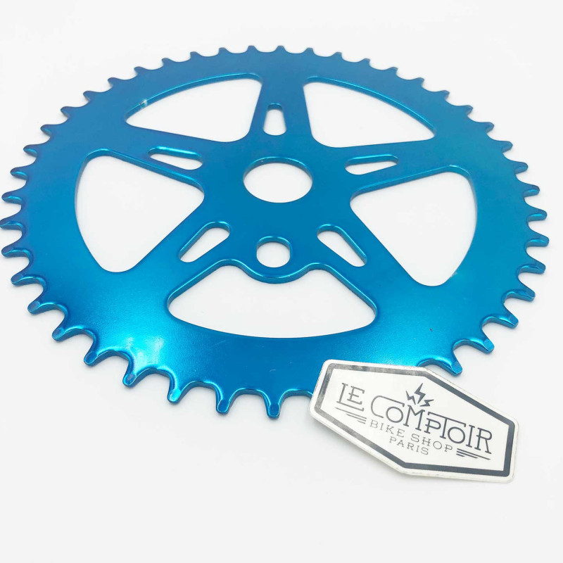 Plateau BMX acier 4 branches bleu - 44 dents