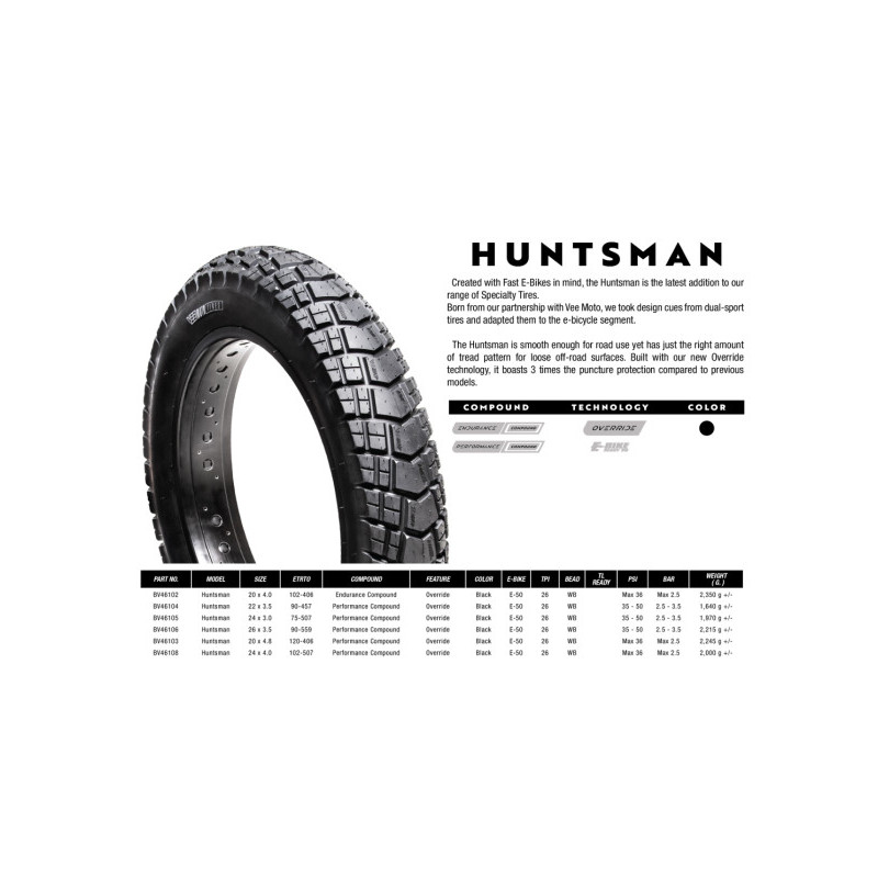 Pneu Fat Bike VEE TIRE CO Huntsman noir - 20' x 4.0