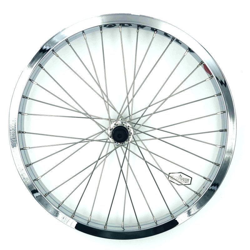 Paire de roue BMX custom 20 pouces 36H BSD K7 x Hazard lite chromée - 36H