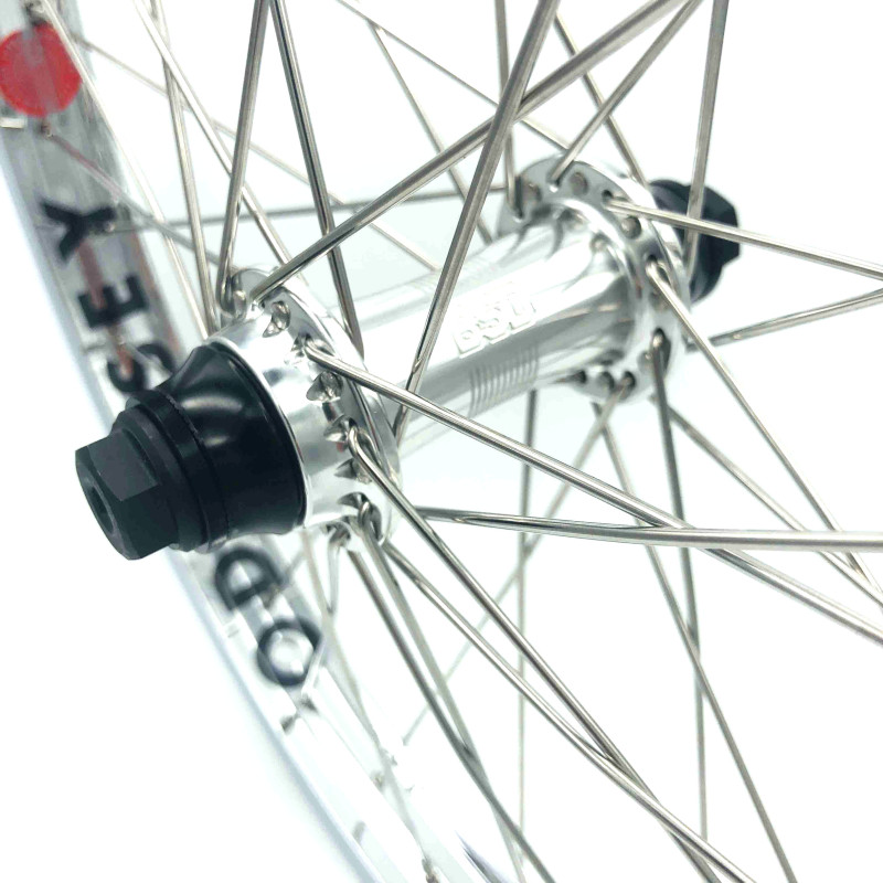 Paire de roue BMX custom 20 pouces 36H BSD K7 x Hazard lite chromée - 36H