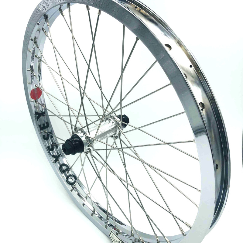 Paire de roue BMX custom 20 pouces 36H BSD K7 x Hazard lite chromée - 36H