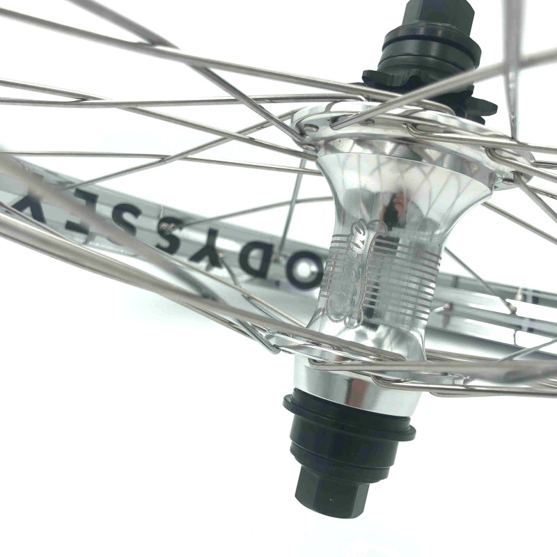 Paire de roue BMX custom 20 pouces 36H BSD K7 x Hazard lite chromée - 36H