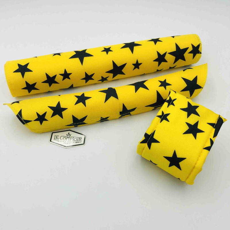 Mousses de protection Padset V-bars étoiles jaunes - oldschool BMX