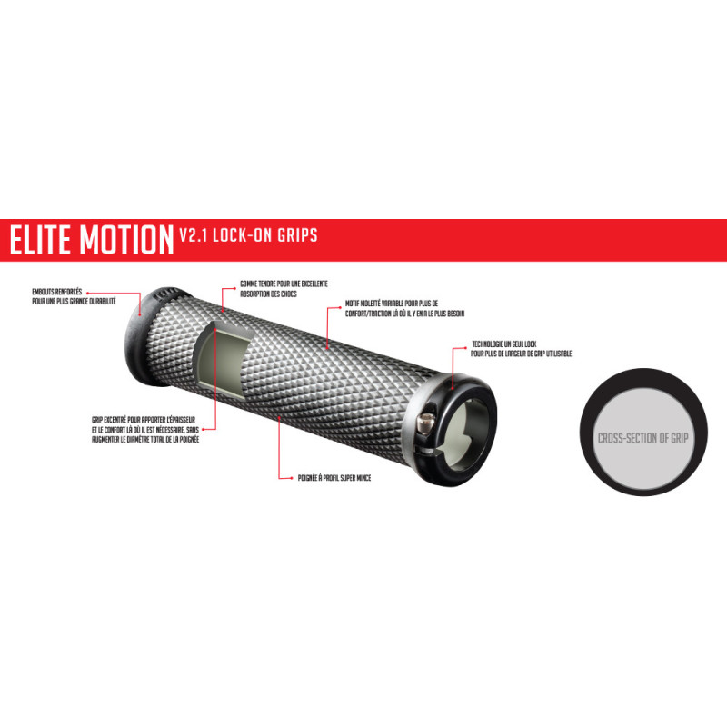 Poignées ODI Elite motion lock-on 130mm noires