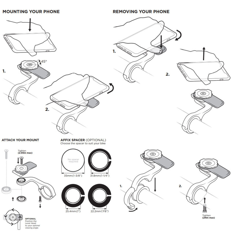 Support Téléphone QUAD LOCK Out Front Mount Pro