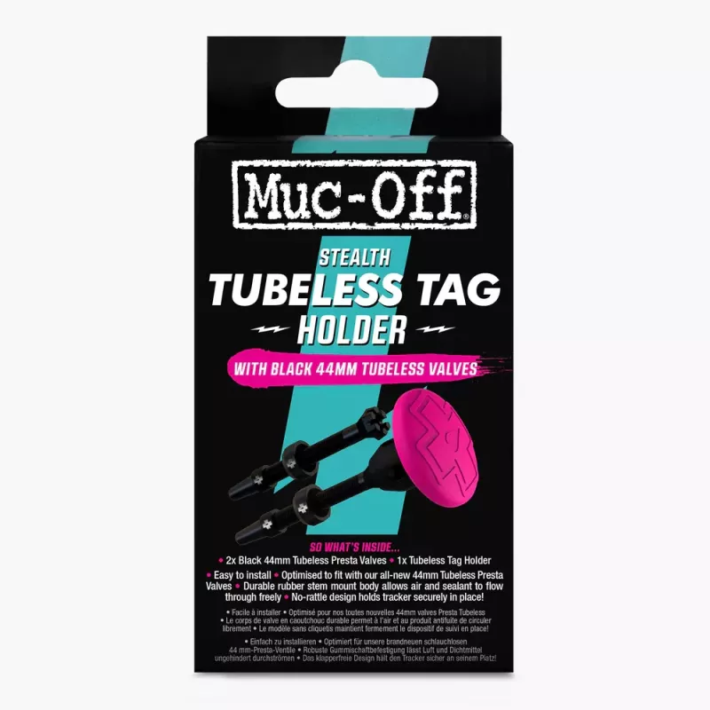 Support de traqueur MUC-OFF + valves tubeless 44mm noir