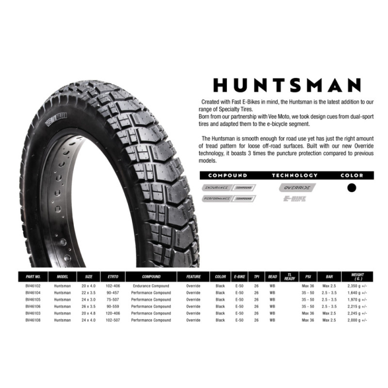 Pneu FAT BIKE Huntsman noir par VEE TIRE - 20" x 4.8'