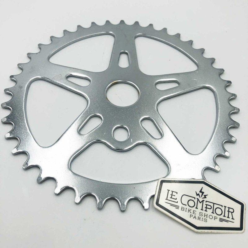 Plateau BMX acier 5 branches chromé - 44 dents