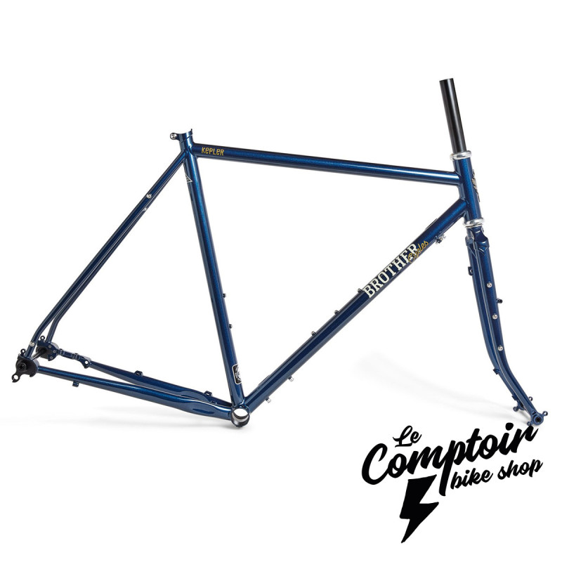 Kit Cadre BROTHER CYCLES Kepler Metallic Blue 58cm Reynolds 725 Touring Gravel | Le Comptoir Bike Shop